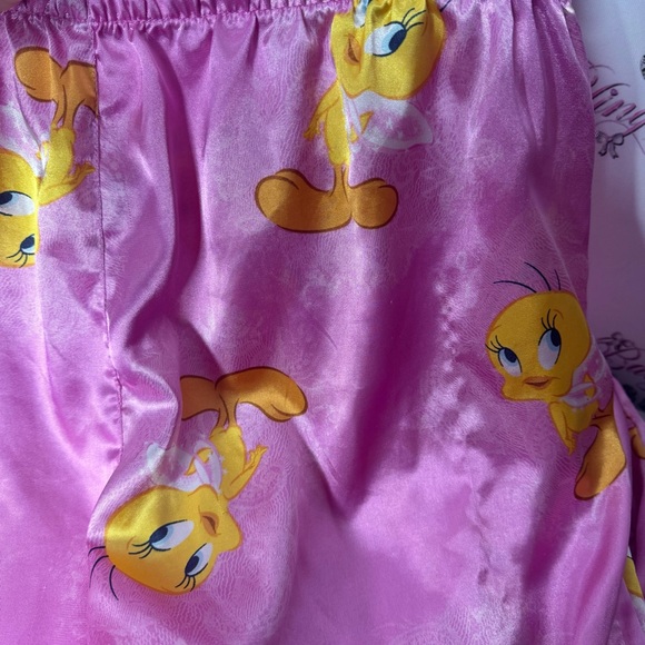 Tweety bird pants capri crop Pink Satin Looney Tunes Pajama Pants - Picture 10 of 12